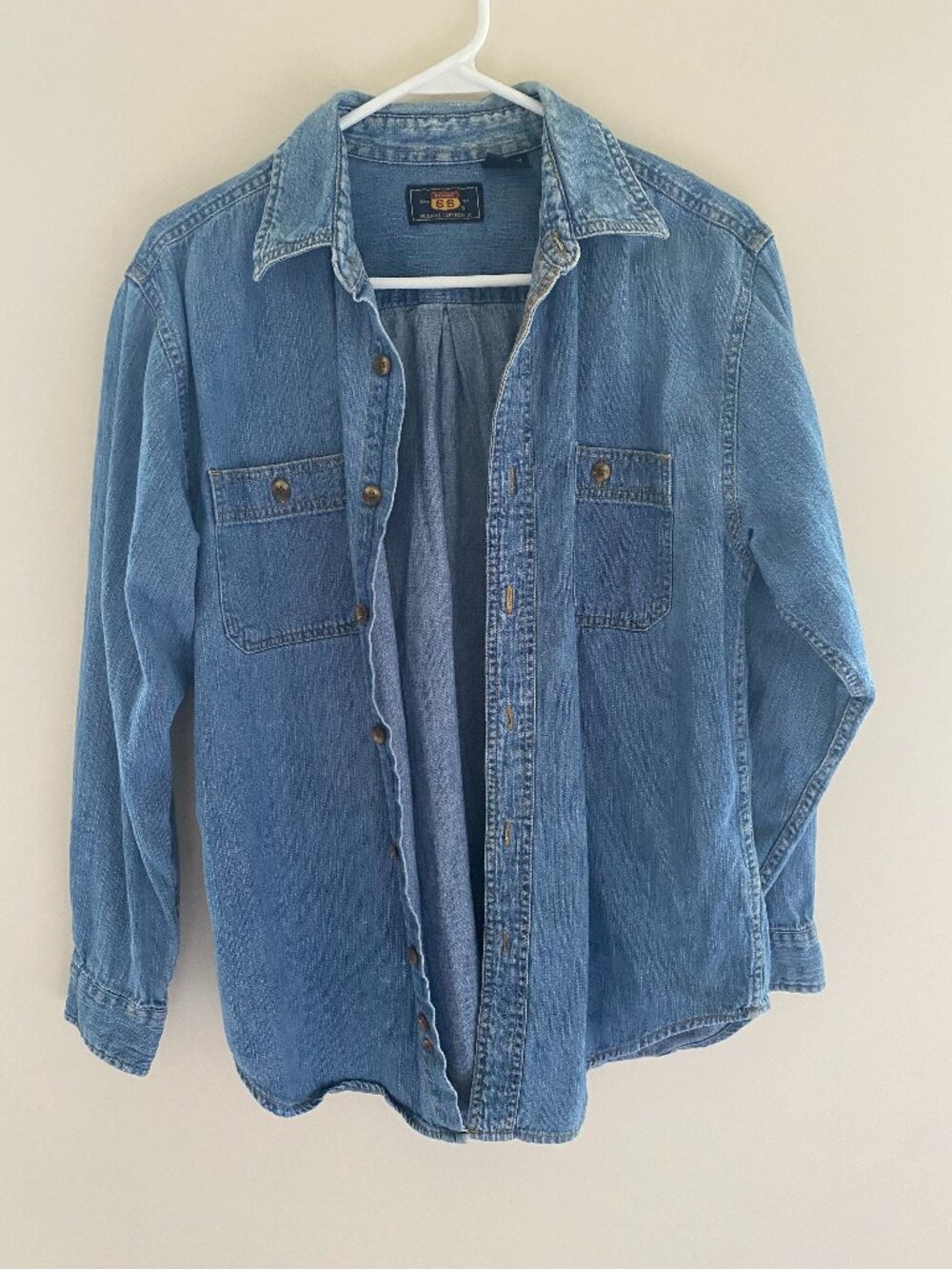 Route 66 Chambray Denim Button Down Shirt Women's Small Western Lightweight